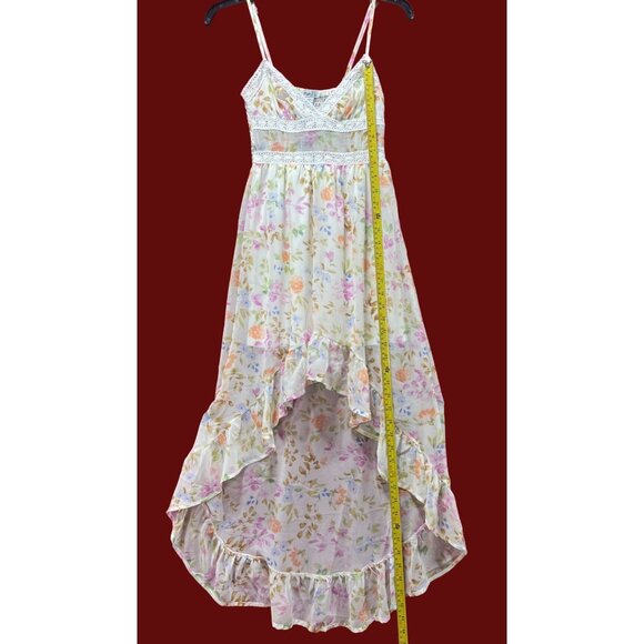 Rue 21 - Women's Summer Sleeveless High Low Hem Ruffle Floral Dress - White -XXS - Picture 7 of 16